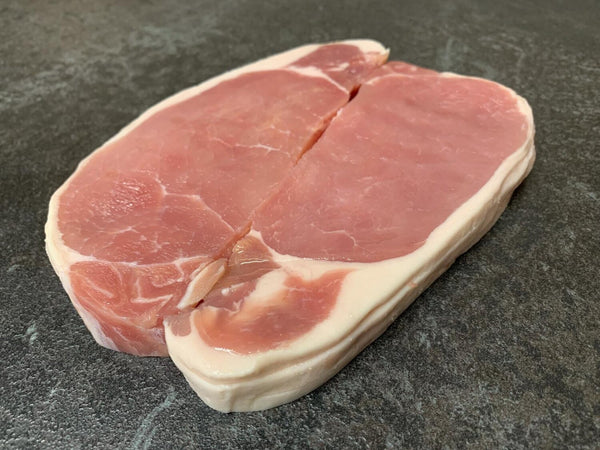 Raw stack of David Moore's back bacon. 