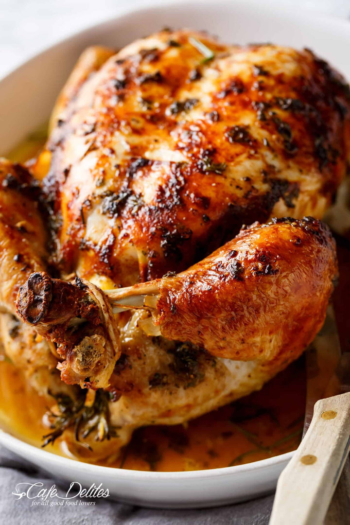 Garlic Herb Butter Roast Chicken.