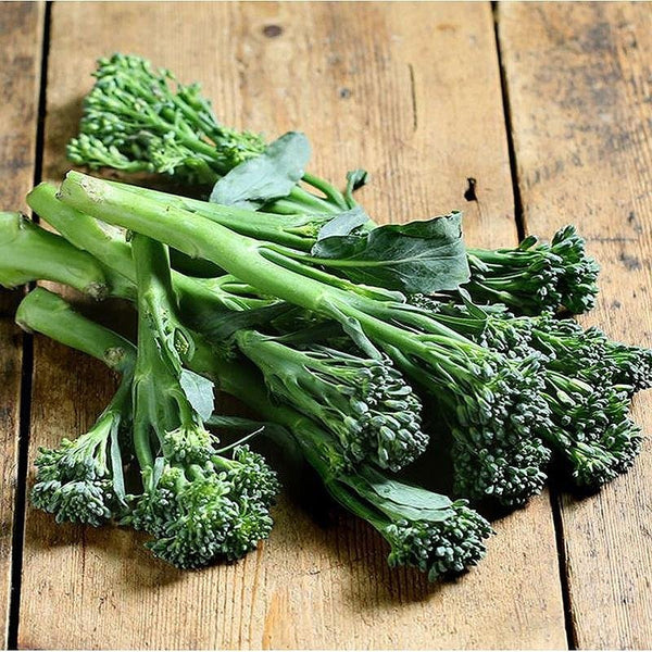 A pile of English tenderstem broccoli.